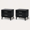 Black Two-Drawer Nightstand Set MDF 50cm x 40cm x 55cm